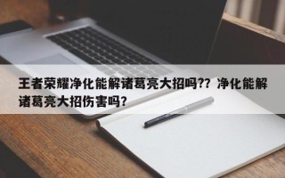 王者荣耀净化能解诸葛亮大招吗?？净化能解诸葛亮大招伤害吗？