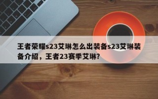 王者荣耀s23艾琳怎么出装备s23艾琳装备介绍，王者23赛季艾琳？