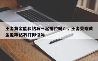 王者黄金能和钻石一起排位吗？，王者荣耀黄金能跟钻石打排位吗