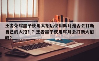 王者荣耀墨子使用大招后使用辉月是否会打断自己的大招？？王者墨子使用辉月会打断大招吗？