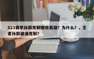 S23赛季孙膑克制哪些英雄？为什么？，王者孙膑被谁克制？