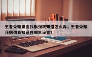 王者荣耀里面我很强我知道怎么弄，王者荣耀我很强我知道在哪里设置？