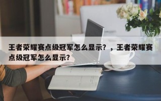 王者荣耀赛点级冠军怎么显示？，王者荣耀赛点级冠军怎么显示？