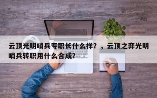 云顶光明哨兵专职长什么样？，云顶之弈光明哨兵转职用什么合成？