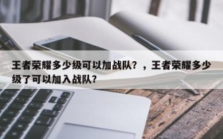 王者荣耀多少级可以加战队？，王者荣耀多少级了可以加入战队？