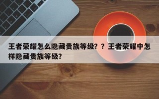 王者荣耀怎么隐藏贵族等级？？王者荣耀中怎样隐藏贵族等级？