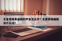 王者荣耀里扁鹊的声音怎么开？王者荣耀扁鹊说什么话？