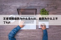 王者荣耀扁鹊为什么没人玩，扁鹊为什么上不了kpl