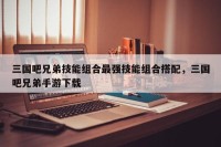 三国吧兄弟技能组合最强技能组合搭配，三国吧兄弟手游下载
