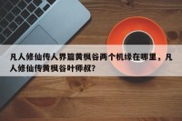 凡人修仙传人界篇黄枫谷两个机缘在哪里，凡人修仙传黄枫谷叶师叔？