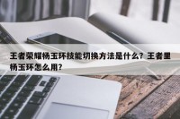 王者荣耀杨玉环技能切换方法是什么？王者里杨玉环怎么用？
