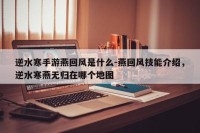 逆水寒手游燕回风是什么-燕回风技能介绍，逆水寒燕无归在哪个地图