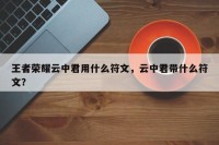 王者荣耀云中君用什么符文，云中君带什么符文？