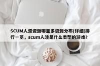 SCUM人渣资源哪里多资源分布(详细)排行一览，scum人渣是什么类型的游戏？